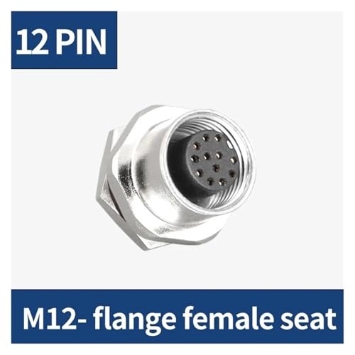 Conector M12 hembra de 12 pines con brida para sensor de aviación impermeable x5 3