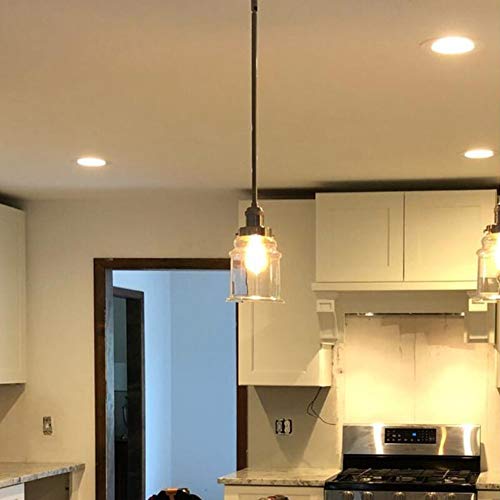 Kiven H-Type 3 Wire Miniature Pendant Track Lighting Fixture Restaurant Chandelier Decorative Chandelier Instant Pendant Industrial Factory Glass Pendant Lamp,Bulb Include,One Light #TOP3