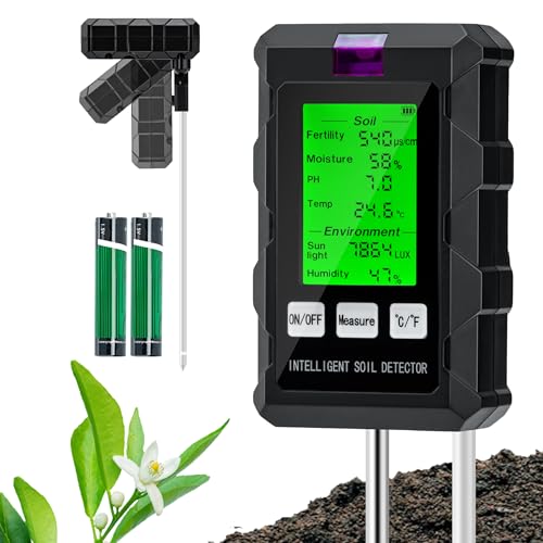Wigearss 6 in 1 Digital Soil Moisture Meter Soil Tester Kit for Plants with Humidity/PH/Fertility/Moisture/Temp/Sunlight