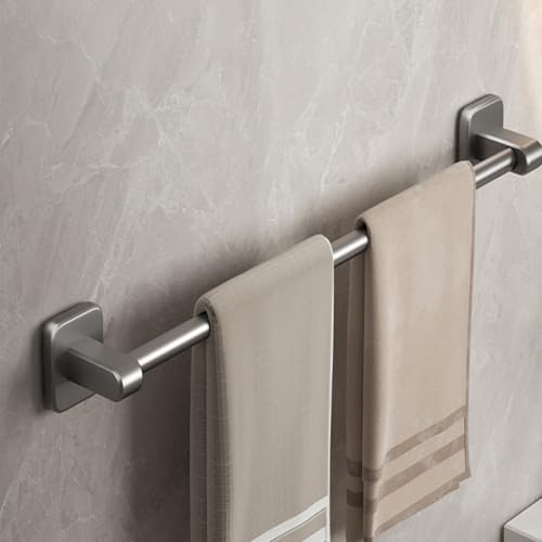 Toallero de acero inoxidable con capacidad de carga, barra de toalla multifuncional resistente, práctico colgador de toallas a prueba de óxido (60 cm, gris)
