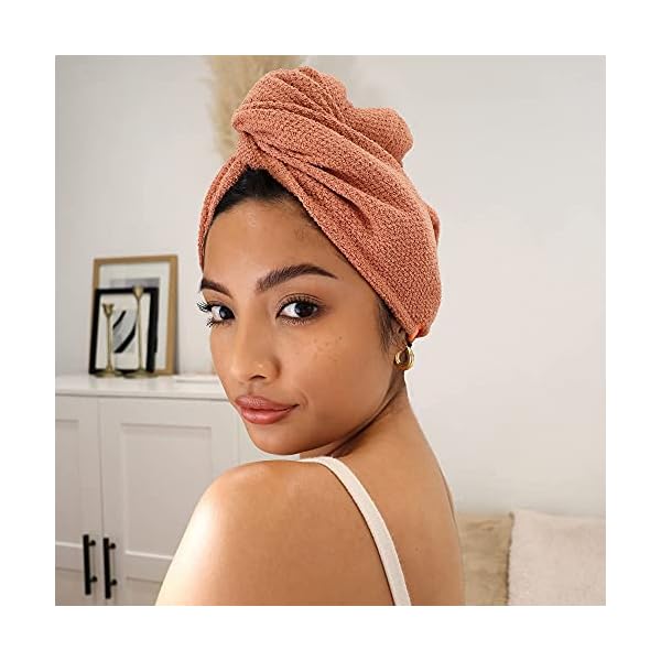 AQUIS Copper Sure™ Rapid Dry Microfiber Hair Wrap, Button-Loop Closure Wrap Shape, Clean Towel Technology, Ultra-Absorbent