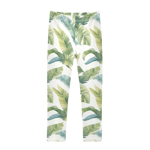 KLL Tropical Banana Leaf Toddler Girl Basic Leggings Stretch Full Length Lounge Pants Running