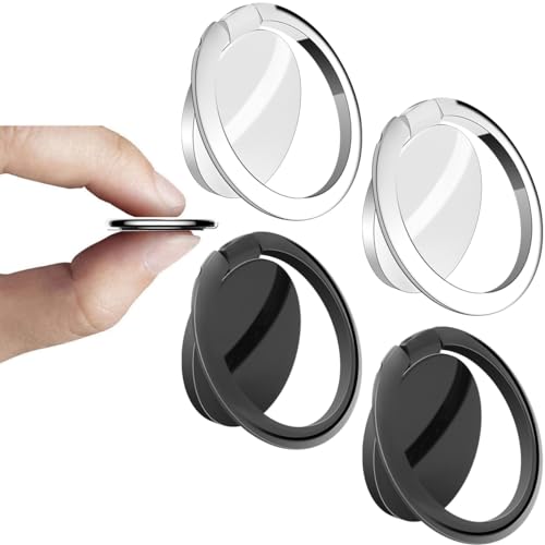 Cell Phone Grip, T Tersely 4 Pack Phone Ring Holder Finger Kickstand, Foldable Metal Cell Phone Rings Gripper Stand,Finger Grip Stand 180° Rotation Ring Holder for iPhone Samsung & Other Phones
