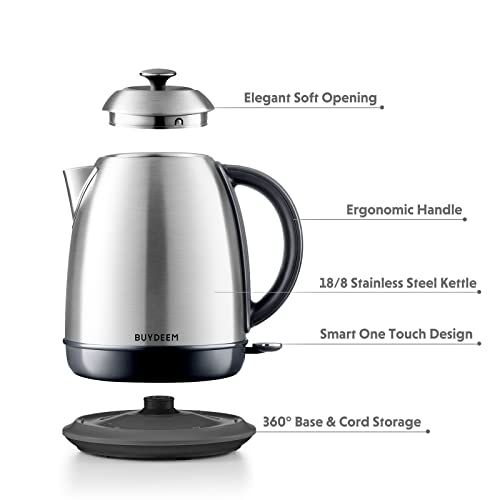 BUYDEEM K640 Stainless Steel Electric Tea Kettle with Auto ShutOff and