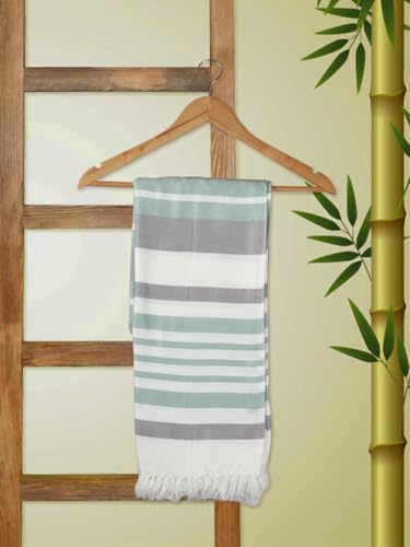 Image of RAMRAJ COTTON Unisex Bamboo Bath Towel ST (Green 3)|Towel Size:83x160cm
