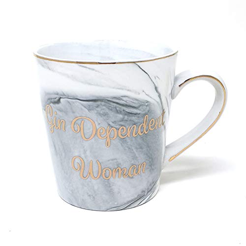 The Leonardo Collection Gin Dependent Woman Tasse à thé en porcelaine fine Blanc Gris Marbre Or