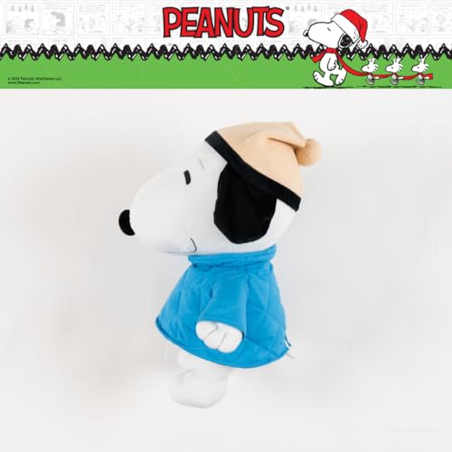 Image of Peanuts Snoopy Winter Coat Holiday & Christmas Bedding Super Soft Plush Cuddle Pillow Buddy, (Officially Licensed Product) By Franco