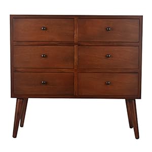Decor Therapy Mid Century 6-Drawer Wood Accent Chest, Walnut