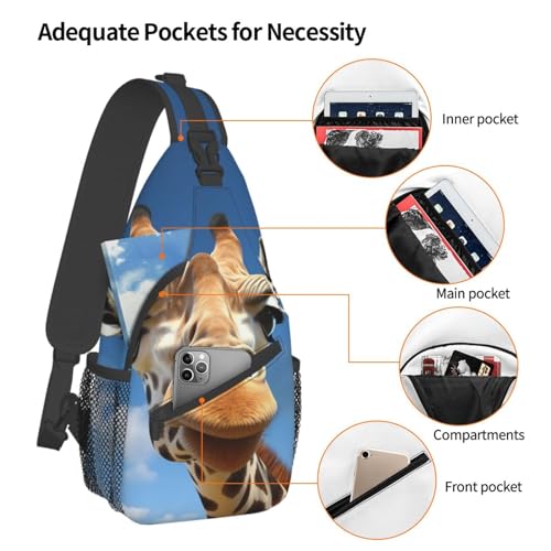 Sac de poitrine imprimé girafe amusante et sangle ajustable - 2