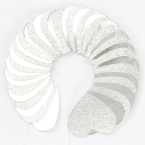 Image of Glitter-Silver White Party-Decoration Heart Garland - 39ft Birthday String Backdrop Streamer Disco Hanging Paper Banner,Graduation Engagement Wedding Bachelorette Bridal Shower Winter Christmas Decor