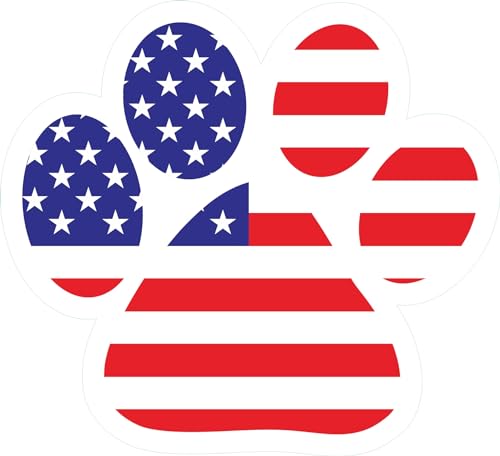 Image of American Flag Dog Paw Car Sticker, Dog Lover Vinyl Decal 5 Inch - for Car, Laptop, Motorcycle, Waterproof