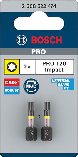 Bosch Accessories 2608522474 Lot de 2 embouts de vissage Impact Control T20 (25 mm, tige hexagonale, Pick and Click, accessoires visseuse à percussion)