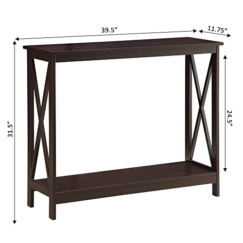 Convenience Concepts Oxford Console Table 39.5" - Sofa Table with Storage Shelf, Transitional Entryway Hall Table for Living Room and Bedroom, Display Foyer Table, Espresso - Thumbnail 3