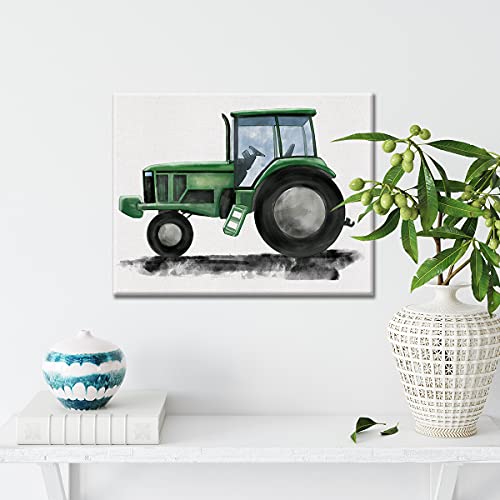Tractor Canvas Wall Art Watercolor Transportation Vehicles Tractor Canvas Painting Prints For Home Boys Bedroom Nursery Wall Decor Framed Artwork Gifts(12X15 Inch) #TOP3