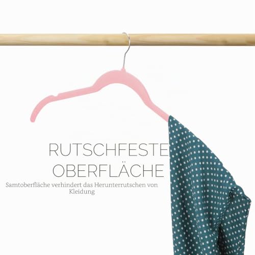 ManGotree 42 cm Hemd-Samtbügel mit 360° drehbarem Haken 22 Stück Rosa – Ansicht 4