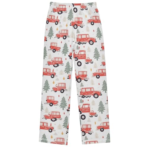 Boy's Pants Red Truck Car Christmas Tree Jogger Pants Elastic Waist Long Bottoms Trousers with Pockets 6-14 Years - Main Image