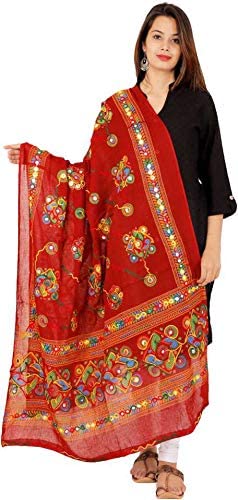 Designer Cotton Heavy Embroidered Paper Mirrorwork Indian Dupatta For Woman Festive Wear Casual Party Occasion Chunni