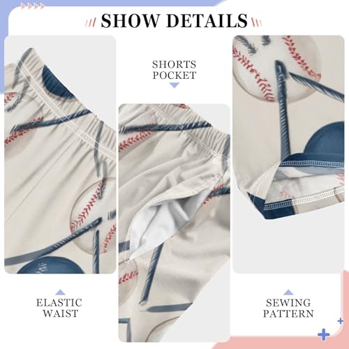 ZZXXB Baseball and Net Boys Long Pants Soft Trousers Elastic Waist Kids Lounge Bottoms with Pockets S-XL4