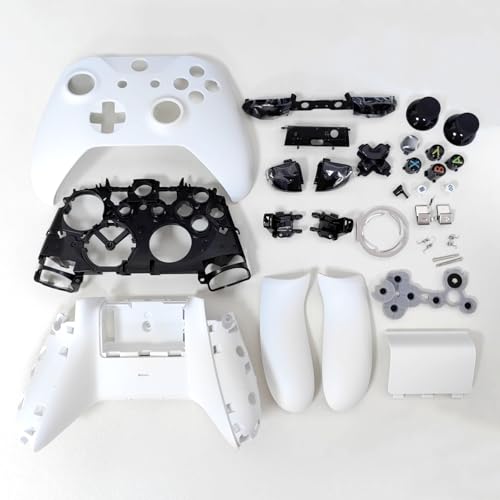Image of Hzxkqmil Replacement Full Housing Shell Kit for Xbox One X /S Controller | DIY Faceplate Case Front Cover Back Shell Middle Frame Side Rails Buttons Accessories for Xbox One S /X Controller 1708, White