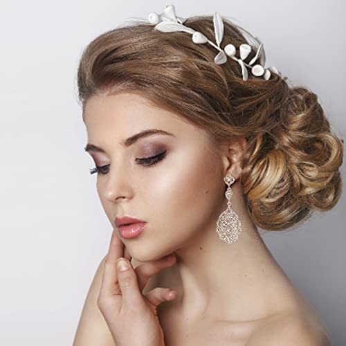 mecresh Wedding Teardrop Dangle Earrings Crystal Rhinestone Beaded Chandelier Earrings for Brides Gold3