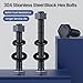 BNUOK 3/8-16 x 3 Hex Head Screws Bolts,Hex Nuts,Flat & Lock Washers,304 Stainless Steel 18-8,Black Zinc Plated,Fully Threaded(4 Sets)