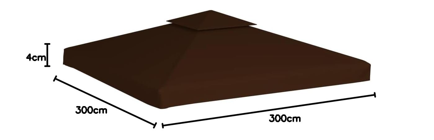 vidaXL Toile Supérieure Double de Belvédère Toit de Chapiteau Gazebo Jardin Terrasse Extérieur Protection Contre Le Soleil 310 g/m² 3x3 m Marron