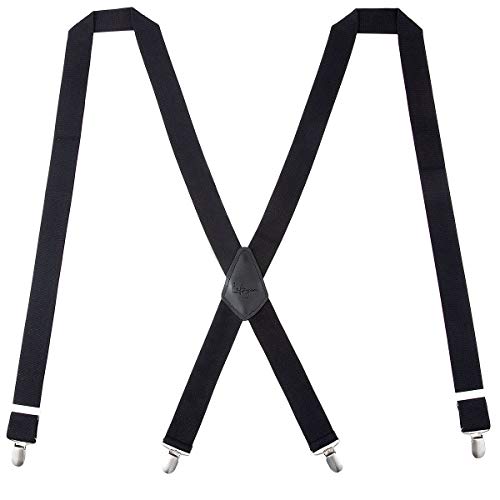 Lafayon Tirantes para hombre Plus Tirantes con espalda en X para hombres Color de 35 mm con 4 clips fuertes Paquete de regalo de tirantes resistentes