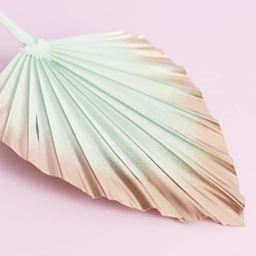 The Baked Studio - Dried Palm Leaf Leaves Palm Spear Cake Topper for Cake Decoration (Mint & Gold Ombre), 15cm x 18cm - Image 2