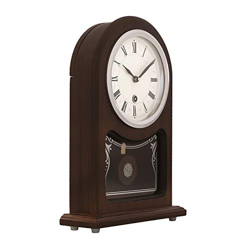 Image of CHRONIKLE Decorative Vertical Wooden Analog Pendulum Home Decor Roman Figure Table /Desk Clock with Sweep Movement (Size: 23 x 8 x 33.5 CM | Weight: 1240 grm | Color: Rosewood)