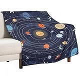Dgsxynth Manta de franela, cohete espacial, planeta solar, manta para sofá, cama, oficina, suave y cómoda, sin pelusas