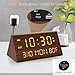 Kogonee Wooden Digital Alarm Clock, 0-100% Dimmer, 2 Alarm Settings, Weekday/Everyday Mode, 9 Mins Snooze, 12/24H, Temperature and Date Display for Office, Travel, Bedroom Alarm Clock (Brown)