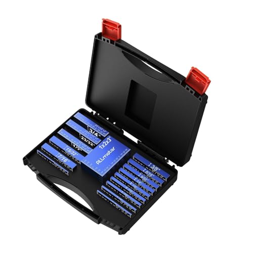 ALLmeter Setup Blocks Woodworking - 16Piece Aluminum Precision Gauge Set for Router and Table Saw Accessories -Laser Engraved Size Markings, Blue,Complete Measuring Tools Kit for Precision Setup