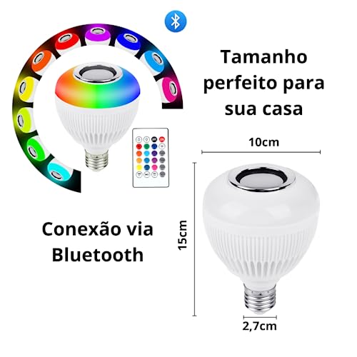 Lampada Musical Bulb Led Colorida RGB E Caixa De Som Via Bluetooth Com Controle Remoto Controla a In