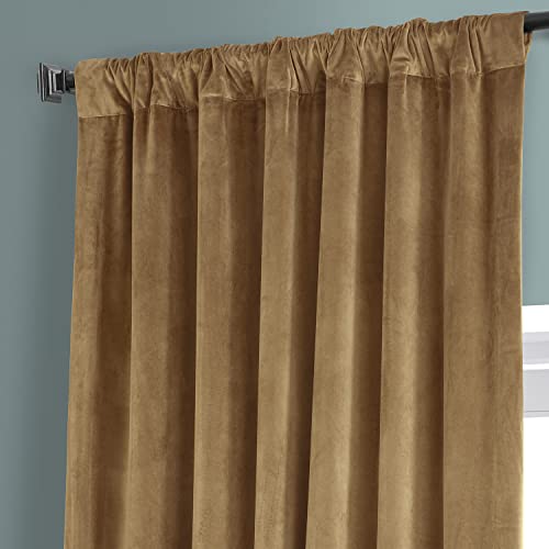Image of HPD Half Price Drapes Signature Plush Velvet Blackout Curtains for Bedroom (1 Panel), 50W X 84L Hotel Black Out Curtains for Living Room, Thermal Insulated Blackout Curtains, Sweet and Spicy Rum