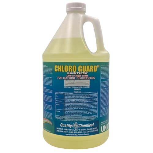 Quality Chemical Chloro-Guard Chlorine Low Temp Dish Sanitizer for Machine Dishwashing, Bulk Sanitizer - Gallon Refill for Cleaning and Sanitizing 128 oz (pack of 1)