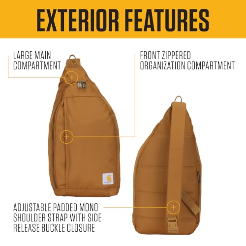 Image of Carhartt Durable Sling Bag, Crossbody Backpack with Side Release Buckle, Tablet Sleeve and Adjustable Strap, Greenslate, 10L