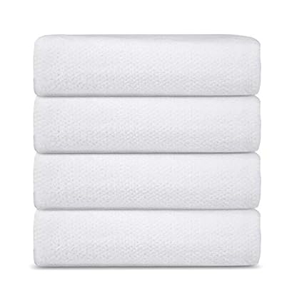 Luckiss Superweiches Mikrofaser-Badetuch-Set, schnell trocknend, ultra-saugfähig, 4 große Badetücher für Bad und Strand (weiß, 4 Badetücher)