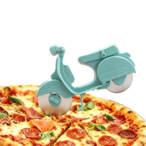 TENGWA Moto Pizza Party Couteau Motif Objet Insolite Roulettes à Pizza Revêtement Antiadhésif Verte Gadget Cuisine Lavable en Machine Cadeau Original Convient pour Crêpes Pâtisseries
