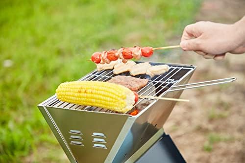 Steinborg Składany grill | grill na laptopa | grill kempingowy | szybki montaż | rama odporna na wysokie temperatury | niewielka waga | nadaje się do węgla drzewnego | duże otwory wentylacyjne (Bolton Black)