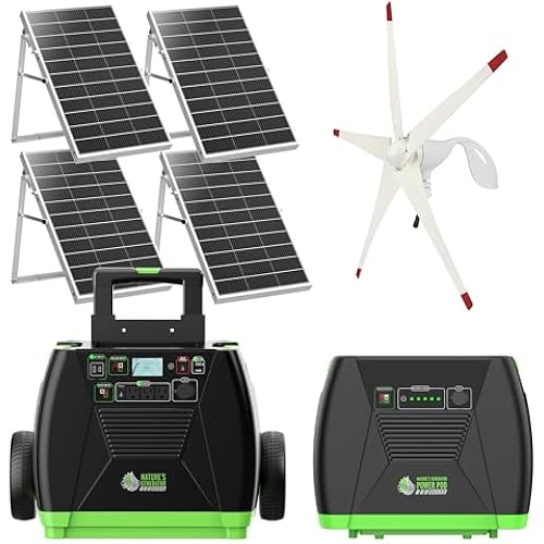 Nature's Generator Elite Platinum - WE System:3600W Solar & Wind Powered Pure Sine Wave Off-Grid Nature's Generator Elite+1200W Power Pod+4pcs 100W Solar Panel+ Wind Turbine