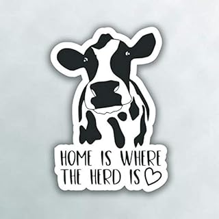 Home is Where The Heard is Cow Vinyl Decal Sticker - Car Truck Van SUV Window Wall Cup Laptop - One 5 Inch Decal - MKS0991