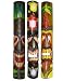 40 IN HAND CARVED BEAUTIFUL SET OF 3 POLYNESIAN TIKI GOD TRIBAL MASKS TONGUE TWO FACE TEETH