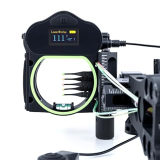 LaserWorks A3 Bow Sight, 300 Meter Rangefinder, 5-pin 4-axis, Ambidextrous, Archery Bowsight