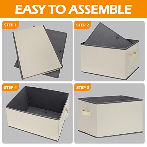 Asxsonn Extra Large Fabric Storage Bins, Foldable Storage Baskets For Shelves 6 Pack, Closet Storage Bins With Handles, Storage Baskets For Closet Home Office Nursery (Beige, 15.75"X11.8"X10.2") #TOP4