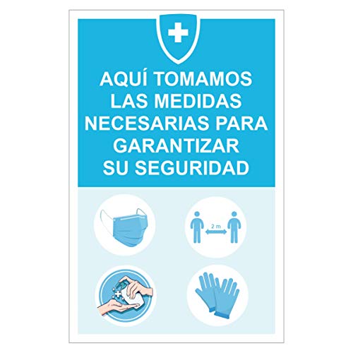 KIT 9 PEGATINAS MEDIDAS SEGURIDAD EMPRESA, super resistentes, lavables, vinilos medidas de seguridad empresa, con Lamina de Protección acabado mate Cover