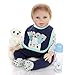 AFYH Réaliste Reborn Poupée Bébé, Poupée réaliste Playmate poupée apaisante bébé avec Costume Bleu et Sucette poupée pour Enfants réveillon de Noël