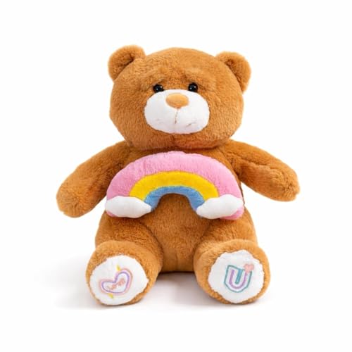 Image of Rainbow Teddy Bear Soft Toy 55 cm | Big Plush Teddy with Rainbow Cushion | Large Huggable Stuffed Bear for Kids | Birthday Gift Soft Toy