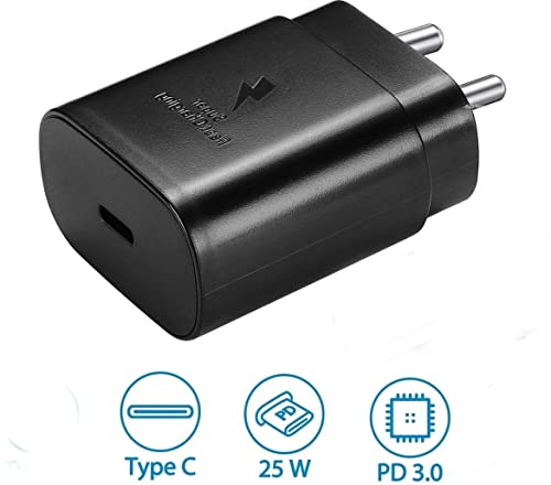 Image of MAK 25W Charger USB-C Super Fast Charging Adapter Compatible for Galaxy S21 /S21+ /S21 Ultra /S20 /S20+ /S20 Ultra /Note 10,20 /Note 20 Ultra /Note10+, Adapter Only, Black