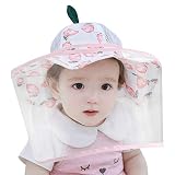 Happy Cherry - Schutzhut Baby mit Visier Transparentes Sonnenhut Jungen Kinder Gesichtsschutz Eimerhut Mädchen Sommerhut mit Abnehmbarem Abdeckung UV-Schutz Anti-Fog Fischerhut - 8-15 Monate