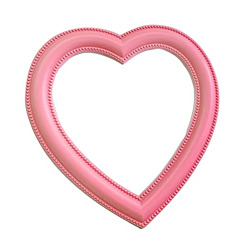 Mwellewm Heart Makeup Mirror Heart Shaped Hanging Mirror Bedroom Tabletop Cosmetic Wall Mirror Vanity Mirror For Women Girls cover